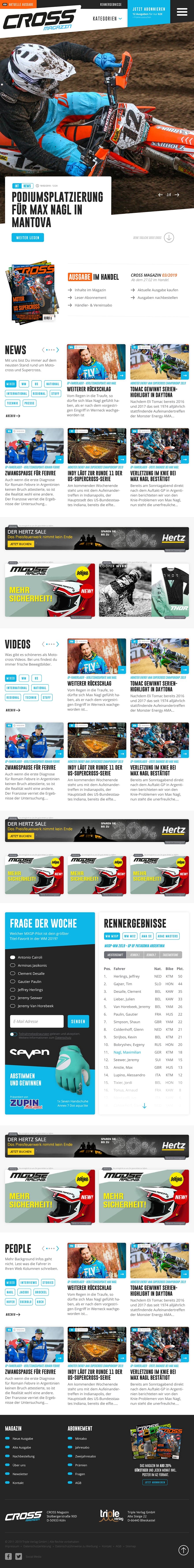 Cross Magazin Mobile First Tablet Version Frontpage